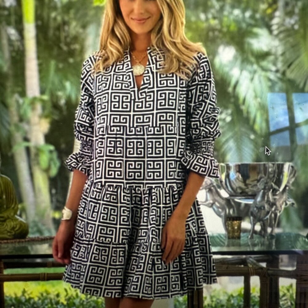 JUST DARVINY GREEK KEY DESIGN DRESS ~ NWT ~ SIZE XL